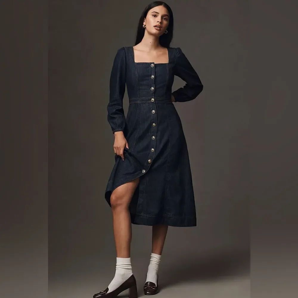 Reformation Celeste Denim Maxi Dress NWT
